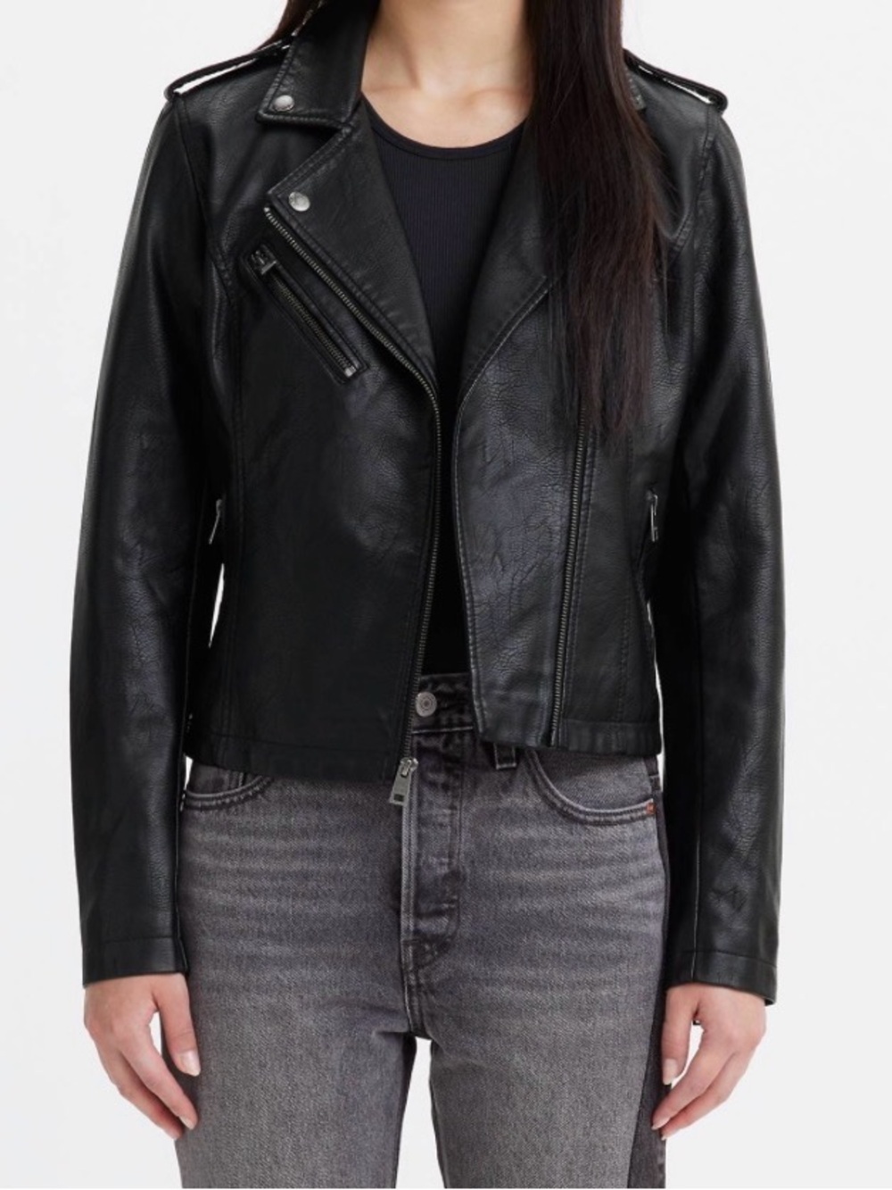 Levi's Black Faux Leather Bomber Jacket
